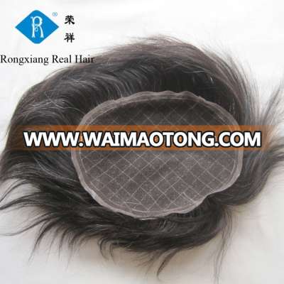 Best selling natural human hair mens toupee with gray hair