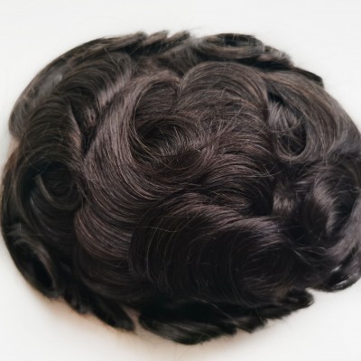 High Quality Most Natural Hair Replacement Invisible Hairline Q6 wavy toupee for black men