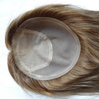 Wholesale Fine Monofilament PU thin skin perimeter natural scalp lady hair piece toupee Silk base mono virgin human hair toppers