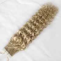 Luxury Good Quality Indian Remy Tape On Hair Extensions Blonde Color 613 Wave Curly