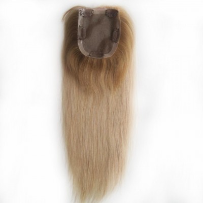 Ombre Color Human Hair Mono Base Toupee for Women Ombre Balayage Color Lace Hair Topper With Clips in Human Hair