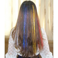 Wholesale in stock fashion clip tinsel in hair glitter hairs tinsel glitter tinsel hair extensions