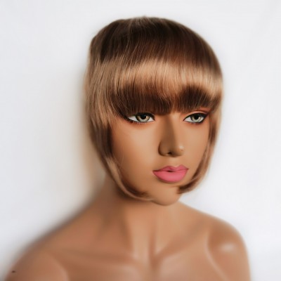 Wholesale Cheap Short Lace Wig Front With Bangs Human Hair Clip in Hair Extension