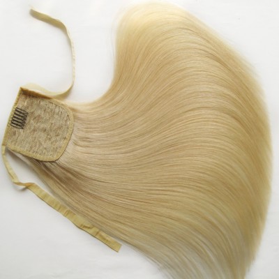 Factory Wholesale Price Real Remy Cuticle Elastic Drawstring Salt and Pepoer Straight Ponytails