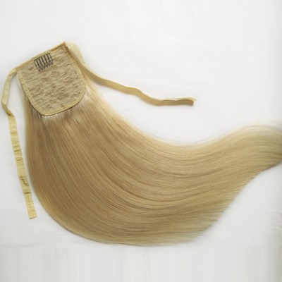 Wholesale top quality Russian long human blond hair drawstring ponytail