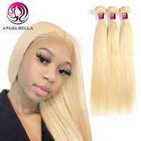 Angelbella Silk Straight Human Virgin Hair Bundles Honey Blonde Hair Bundles Blonde Human Hair Bundle