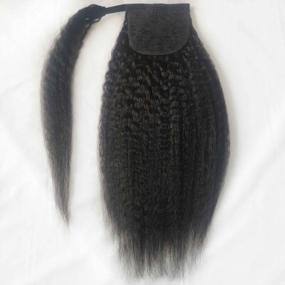 Natural Indian Human Hair Direct Sale Wholesale Factory Curly Ponytail Real Hair