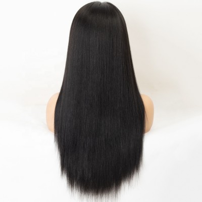 Can custom make density natural color 100% unprocessed Peruvian virgin hair yaki straight lace wigs