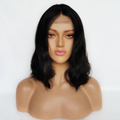 Beautiful Hair Cuticle Aligned Sexy Lady Human Hair OMG Long wavy bob wig women black short wavy bob wig